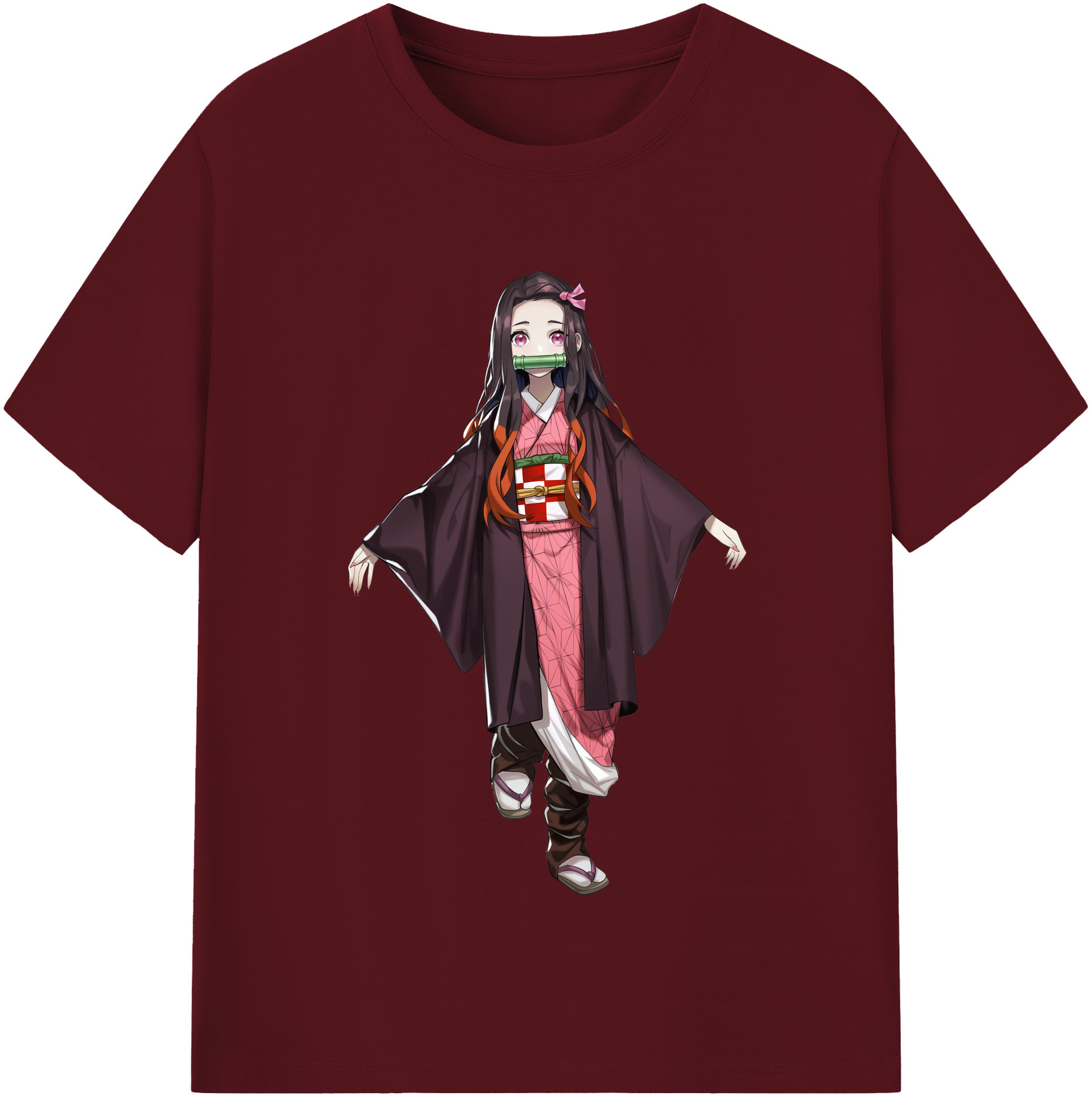 （画像用） 鬼滅の刃（きめつのやいば）竈門 禰󠄀豆子／かまど ねずこ Kamado Nezuko 綿100％半袖Tシャツ（フロントプリント）